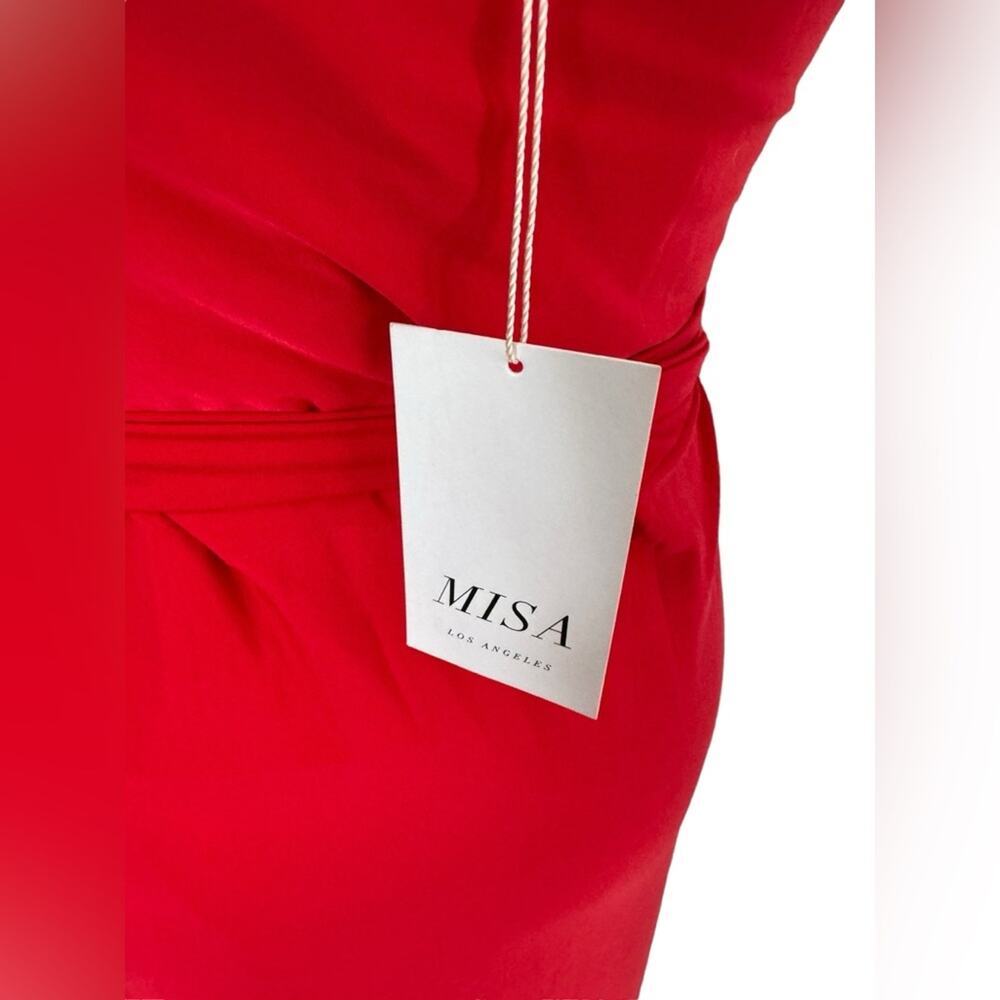 Misa Los Angeles Veronica Dress Red Long Wrap Maxi Stretchy Romantic Glamorous - Picture 13 of 16